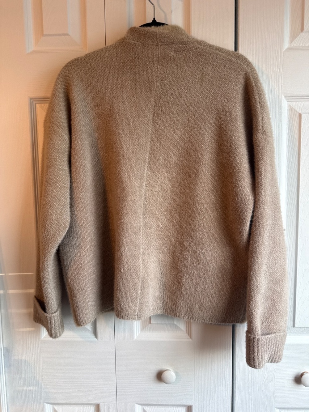 PIlcro Anthropologie Tan Metallic Thread open cardigan one size - Picture 5 of 6
